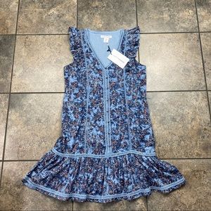 NEW Lucky Brand Blue Ruffle Cap Sleeve Dress Size XS